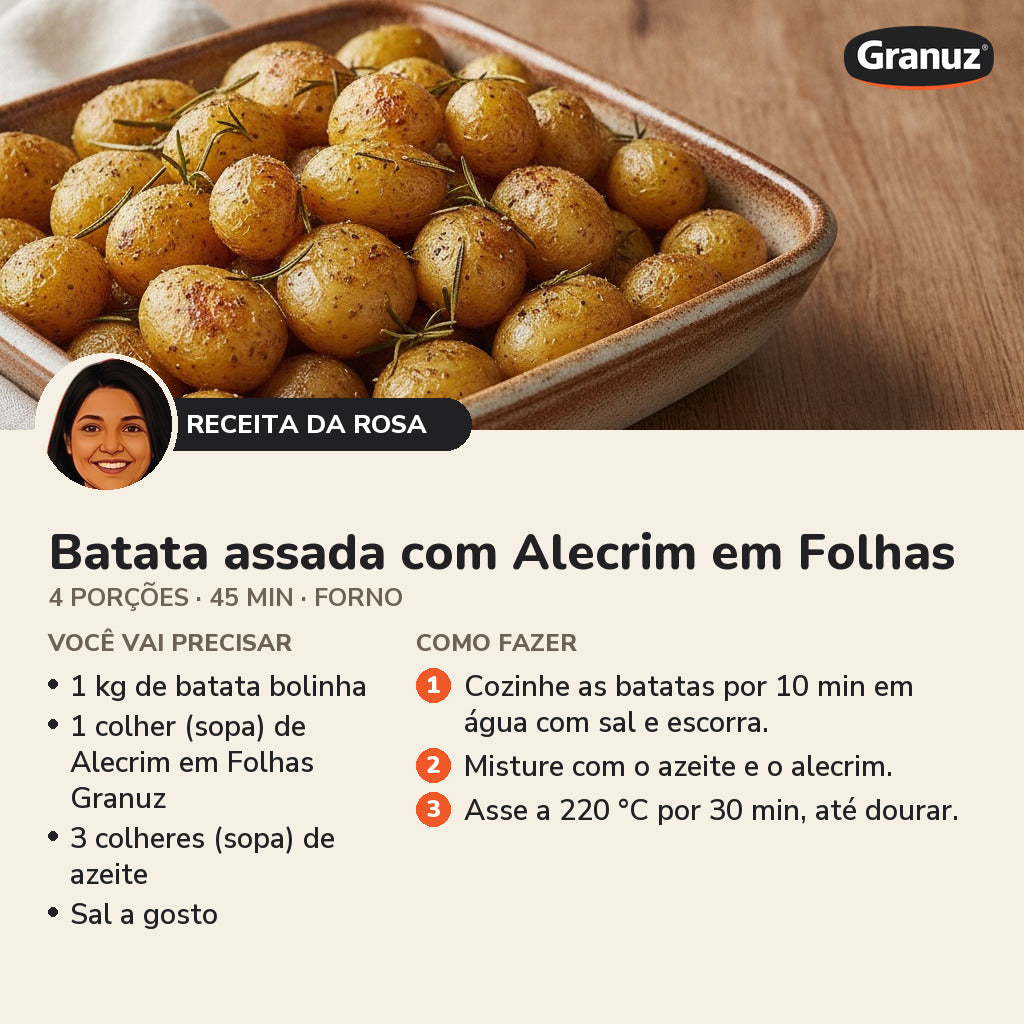 Receita da Rosa: Batata assada com Alecrim em Folhas