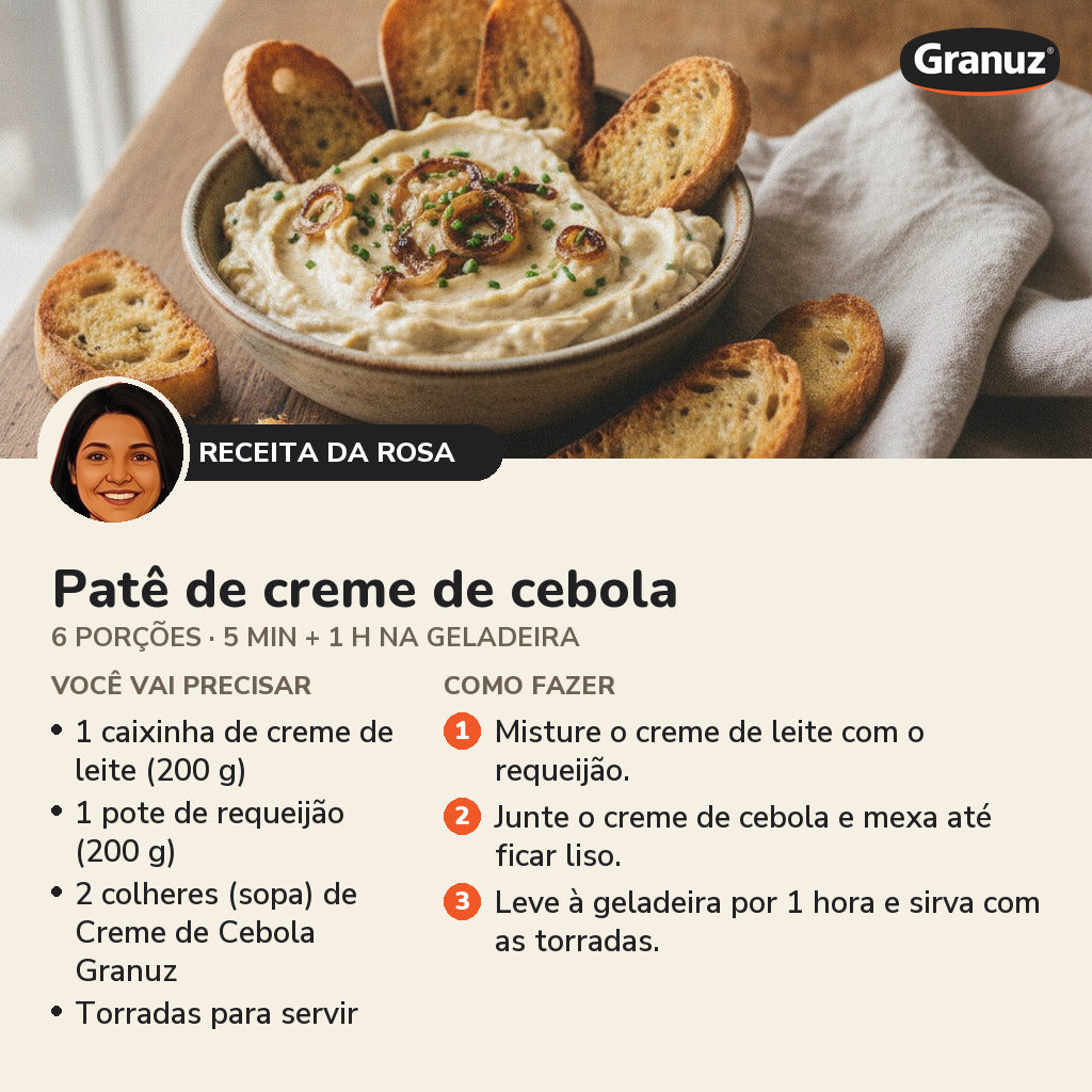 Receita da Rosa: Patê de creme de cebola