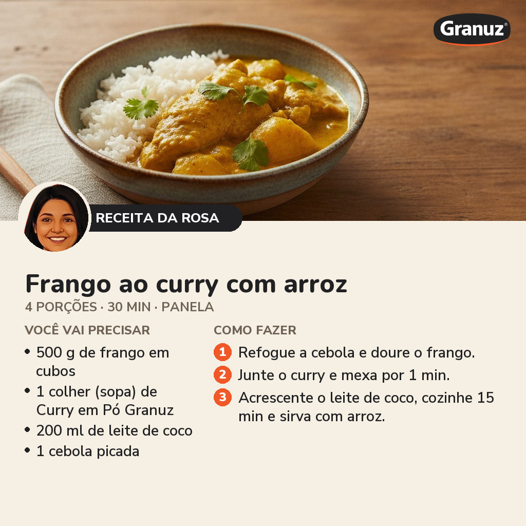 Receita da Rosa: Frango ao curry com arroz