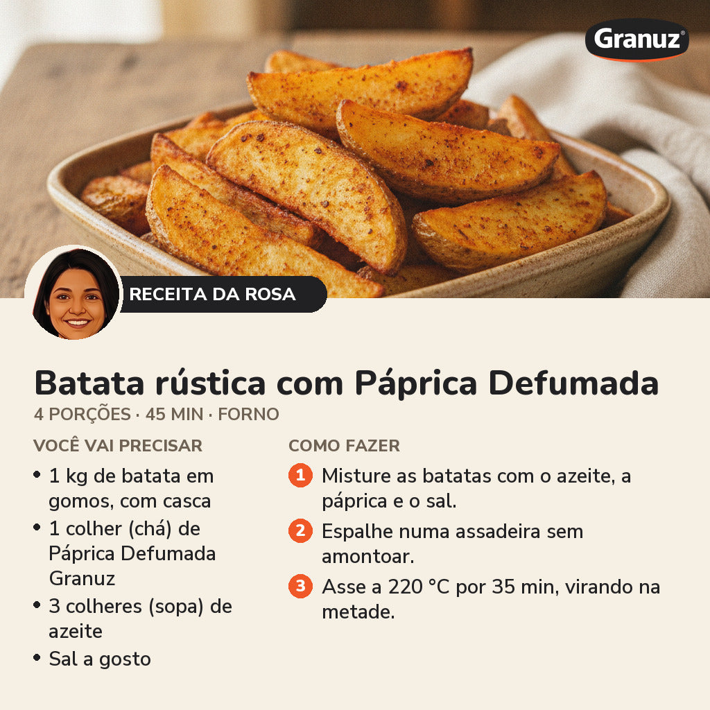 Receita da Rosa: Batata rústica com Páprica Defumada