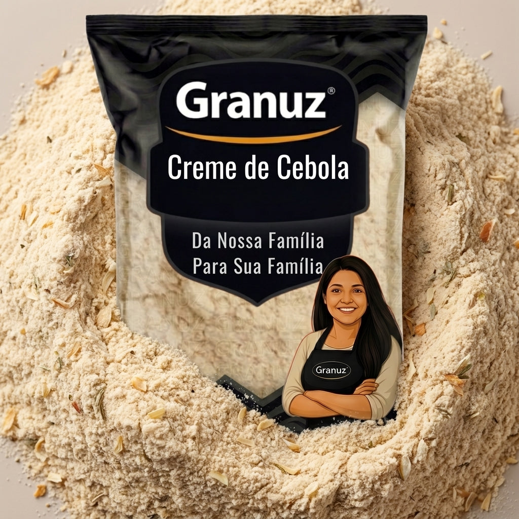 Embalagem e textura de Creme de Cebola Granuz em destaque, imagem de destaque do artigo Creme de Cebola