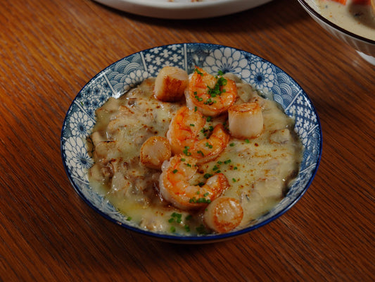Foto apetitosa de risoto de camarão em destaque, ilustrando a receita apresentada no blog Granuz