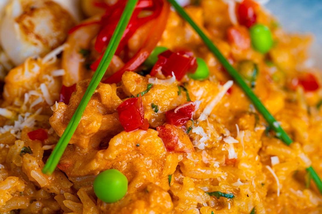 Foto apetitosa de arroz piamontês em destaque, ilustrando a receita apresentada no blog Granuz