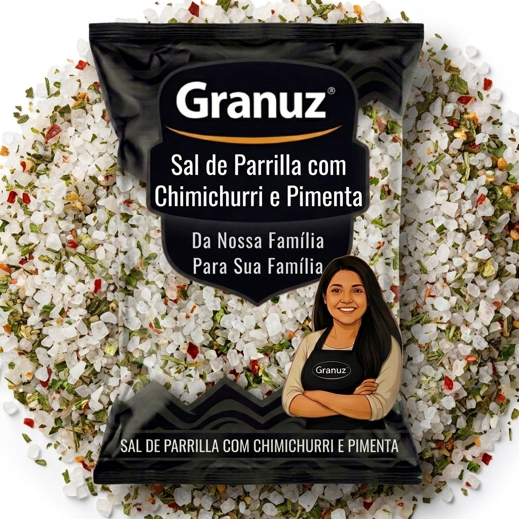 Embalagem e textura de Sal de Parrilla com Chimichurri e Pimenta Granuz em destaque, imagem de destaque do artigo Sal