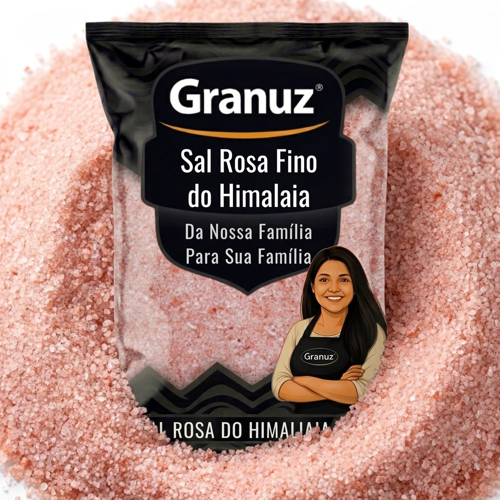 Embalagem e textura de Sal Rosa do Himalaia Fino Granuz em destaque, imagem de destaque do artigo Sal Rosa do