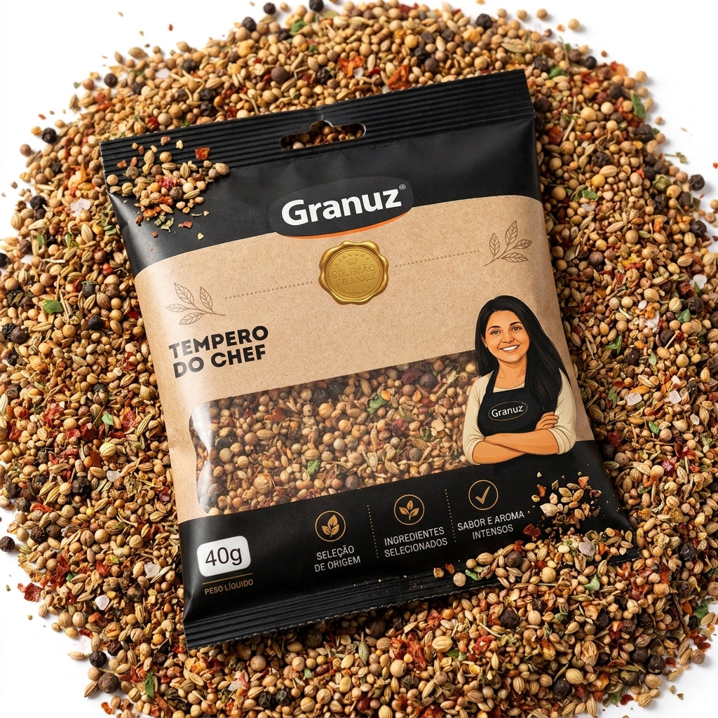 Embalagem e textura de Tempero Sabor do Chef Granuz em destaque, imagem de destaque do artigo Tempero Sabor do Chef