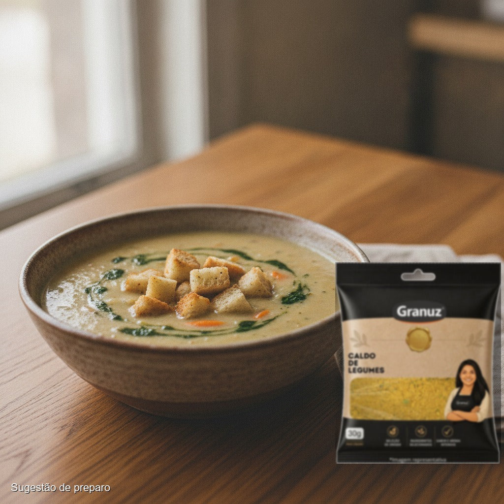 Creme de legumes com croutons e Caldo de Legumes em Pó Granuz 30g (sugestão de preparo)