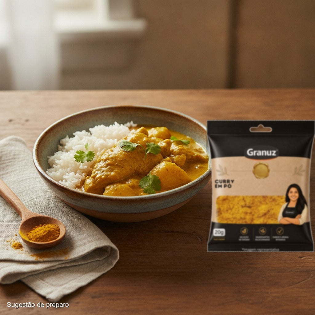 Frango ao curry com arroz e Curry em Pó Granuz 20g (sugestão de preparo)