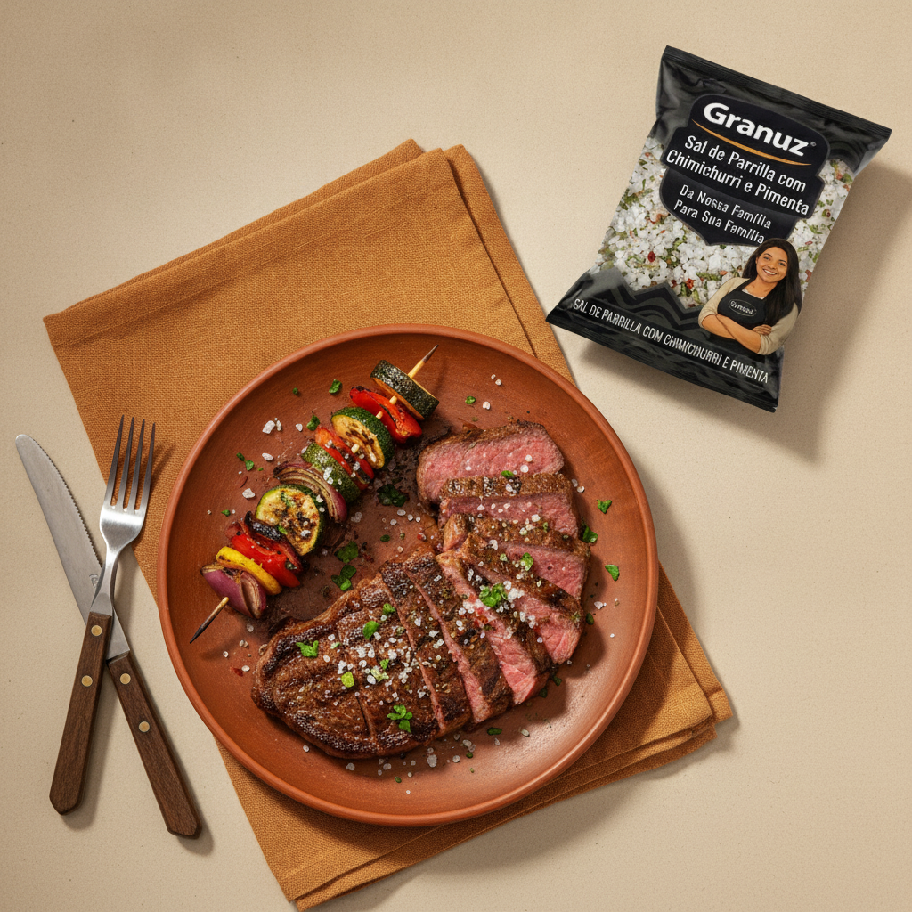 Sal de Parrilla com Chimichurri e Pimenta - prato