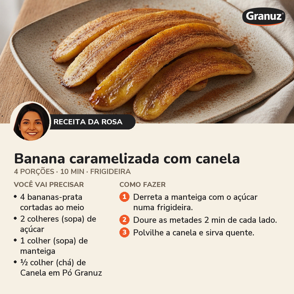 Receita da Rosa: Banana caramelizada com canela