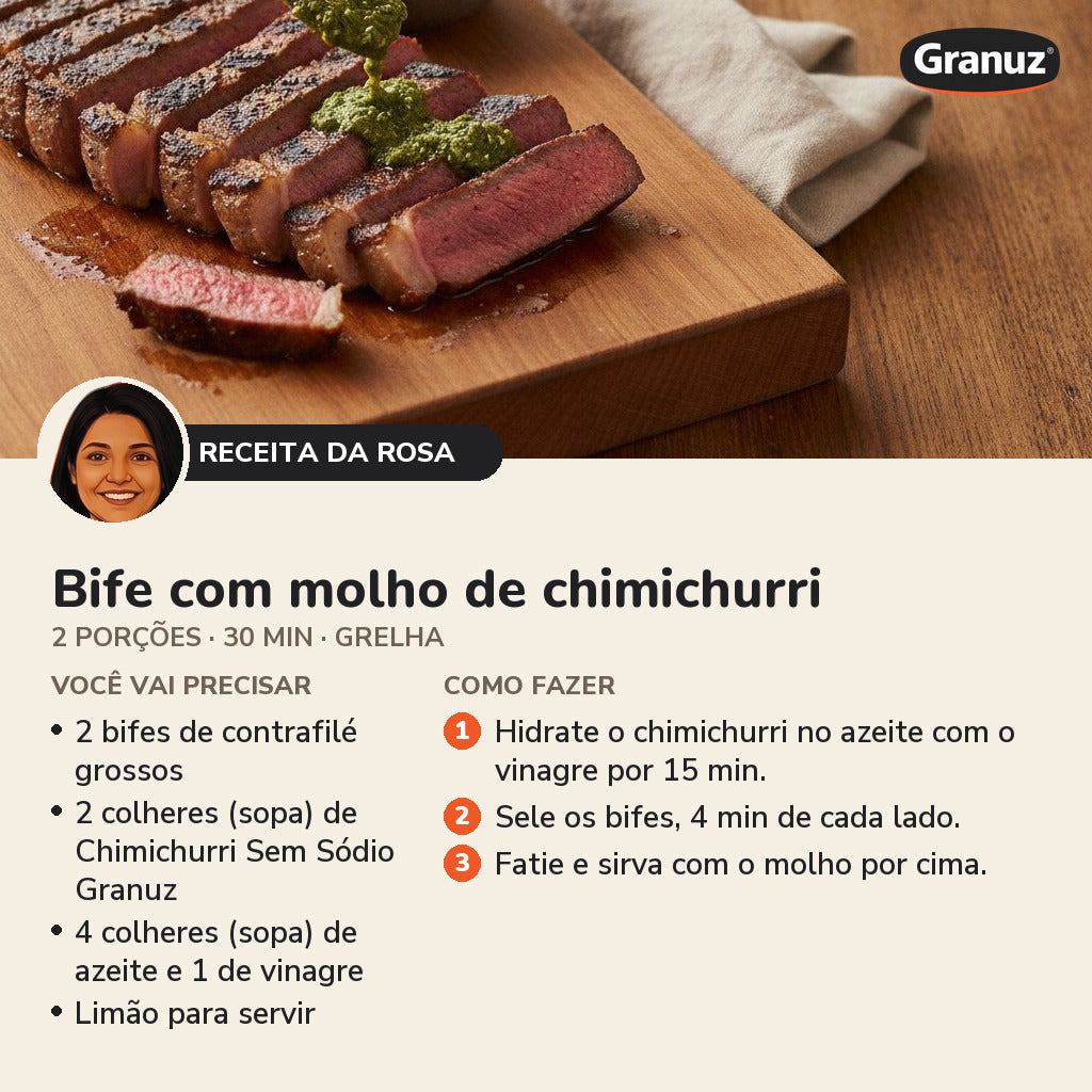 Receita da Rosa: Bife com molho de chimichurri