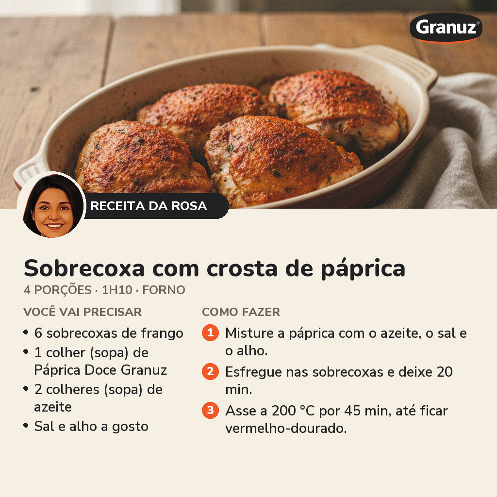 Receita da Rosa: Sobrecoxa com crosta de páprica