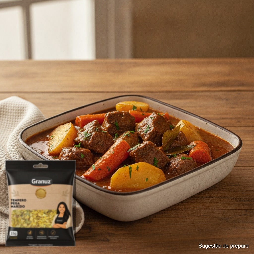 Carne de panela com batata e cenoura e Tempero Pega Marido Granuz 15g (sugestão de preparo)